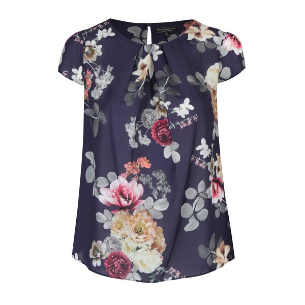 Bluza bleumarin cu print floral Billie & Blossom