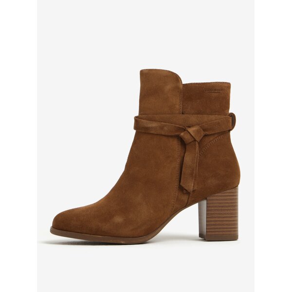 Botine maro din piele intoarsa cu nod decorativ Vagabond Lottie