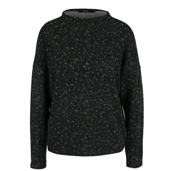Pulover verde inchis cu animal print si umeri cazuti - VERO MODA Savannah