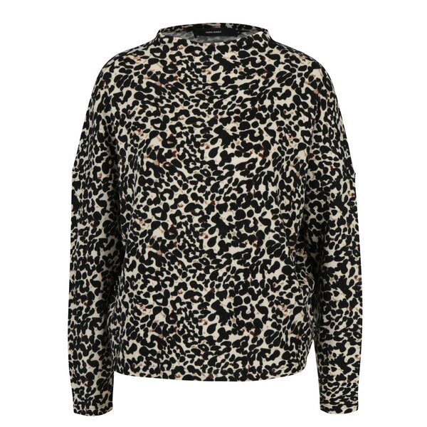 Pulover cu animal print bej & negru si umeri cazuti - VERO MODA Savannah