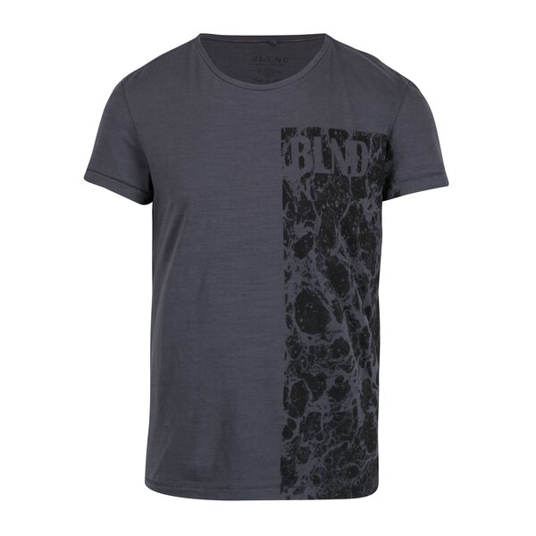 Tricou slim fit gri cu print Blend