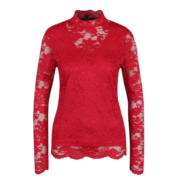 Bluza rosie din dantela cu decolteu translucid - VERO MODA Joy