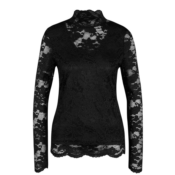 Bluza neagra din dantela cu decolteu translucid - VERO MODA Joy