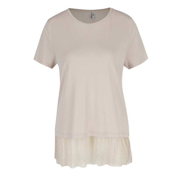 Tricou bej cu detaliu din plasa cu buline ONLY Mia