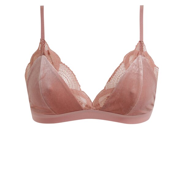 Sutien roz prafuit din catifea si dantela Pieces Rosita