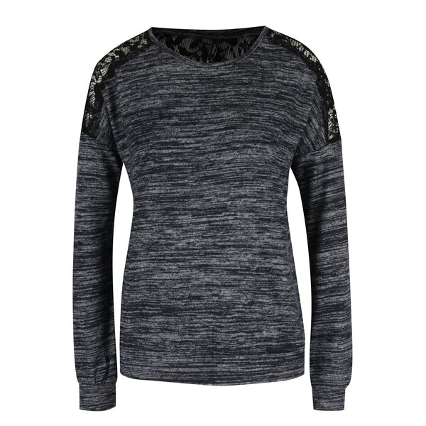 Pulover gri inchis melanj cu detaliu din dantela ONLY Linea