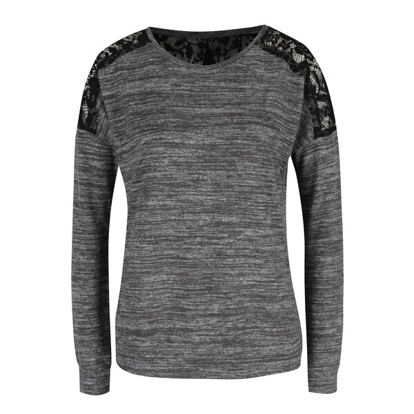 Pulover gri melanj cu detaliu din dantela ONLY Linea