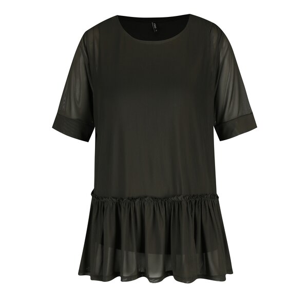 Tricou kaki cu maneci transparente si volan ONLY Tribecca