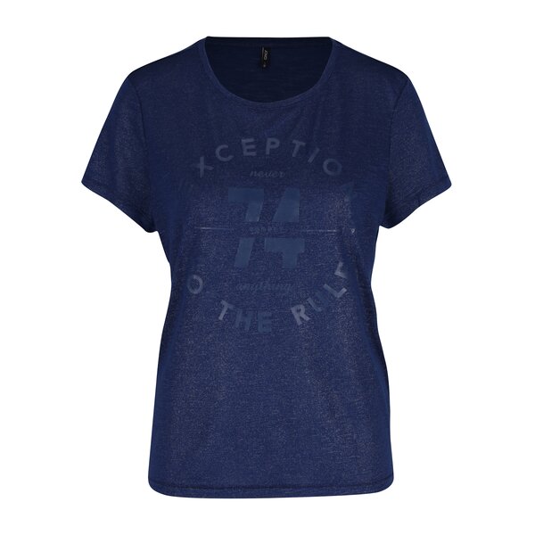 Tricou albastru cu fir metalic si print text ONLY Shiny