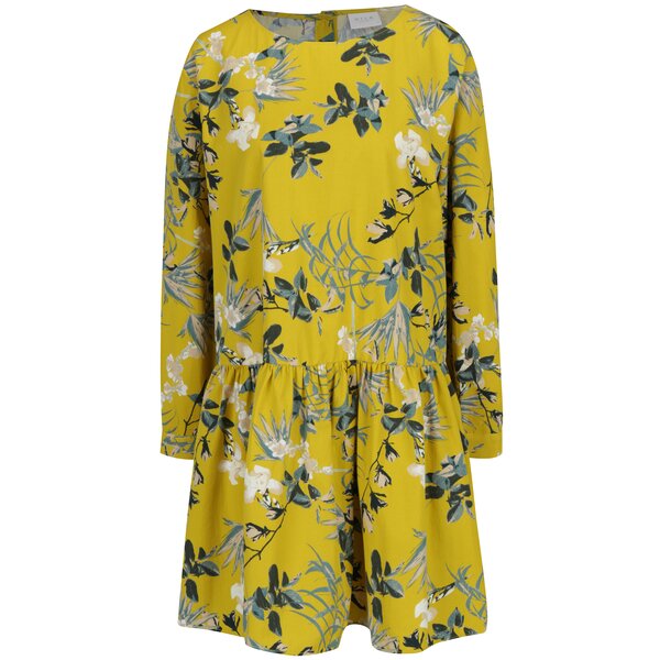Rochie galbena cu print floral si talie joasa VILA Sephora