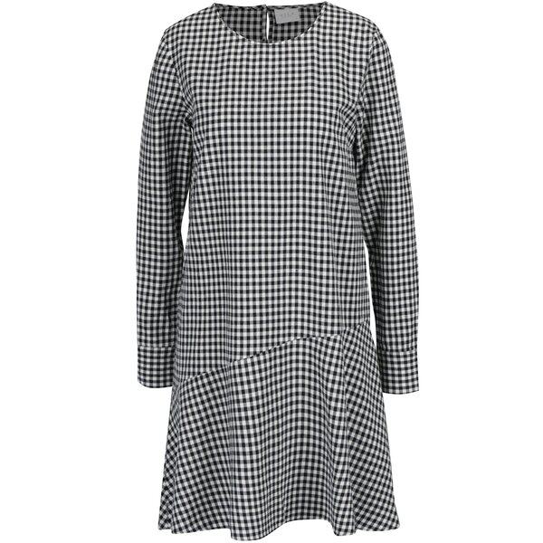Rochie asimetrica negru&crem cu carouri VILA Bayla