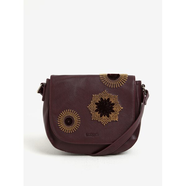 Geanta crossbody bordo cu detalii catifelate Desigual Varsovia Rubi
