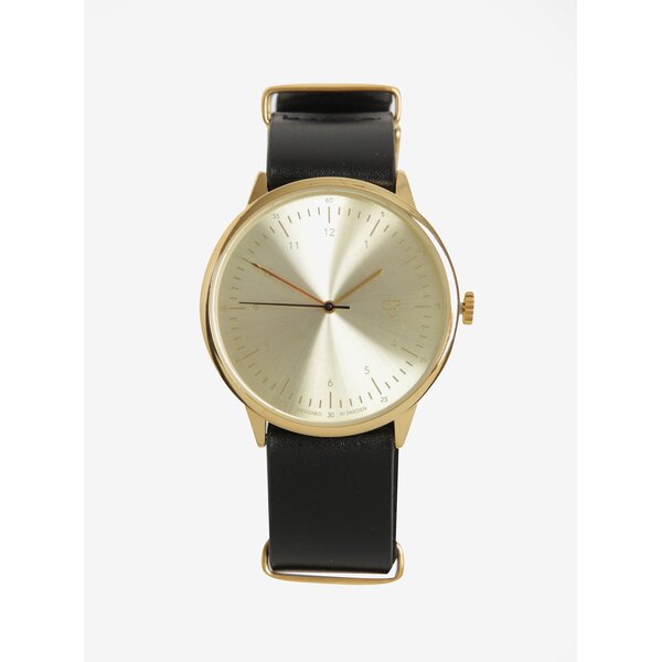 Ceas auriu unisex cu curea din piele CHPO Harold