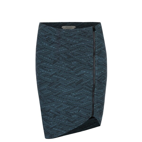 Fusta asimetrica negru&albastru cu print geometric