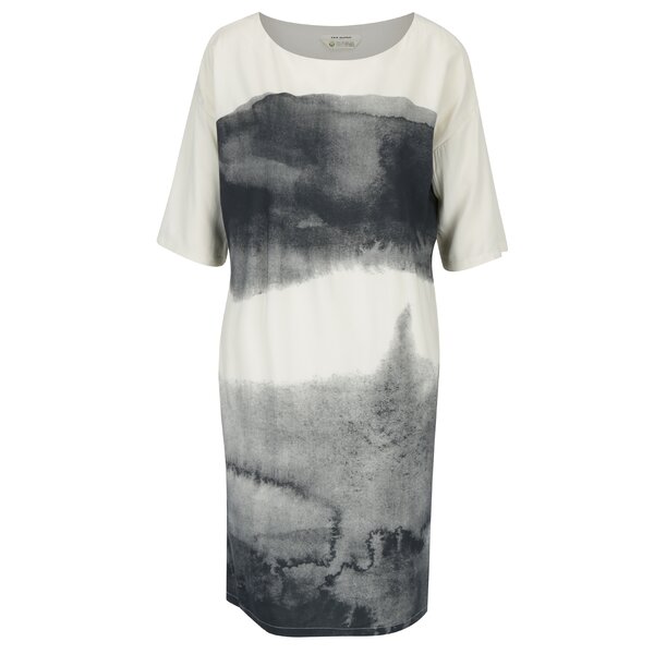 Rochie maxi gri&crem cu print watercolour Skunkfunk