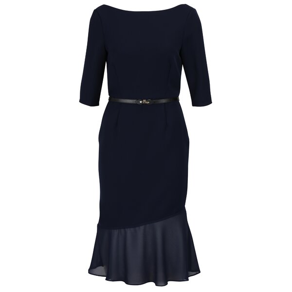 Rochie bleumarin cu curea si volan transparent Paper Dolls
