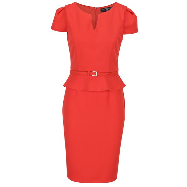 Rochie rosie cu curea si peplum Paper Dolls
