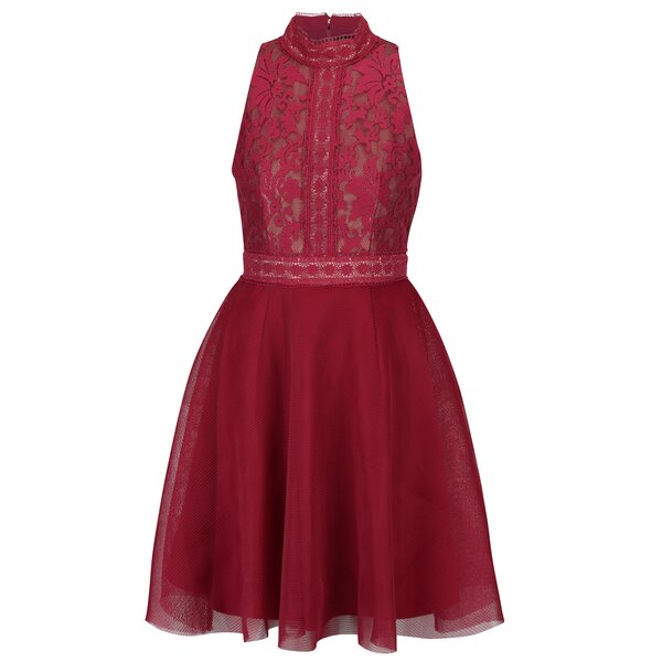 Rochie bordo din dantela&tul Little Mistress