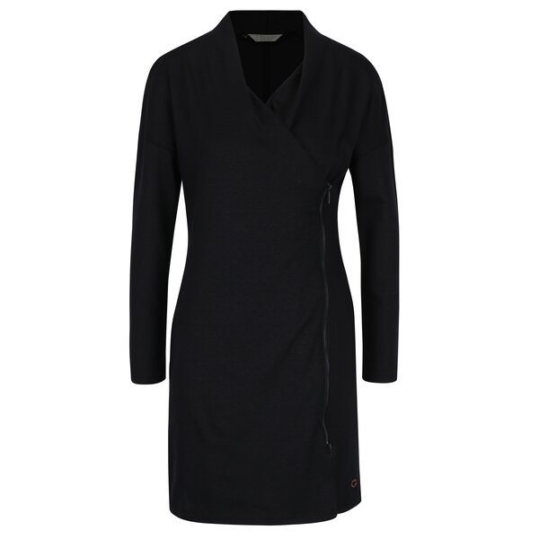 Rochie neagra cu fermoar si guler asimetric Skunkfunk
