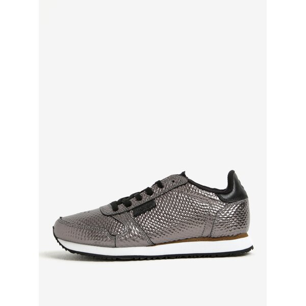 Pantofi sport argintii din piele pentru femei - Woden Ydun Metallic