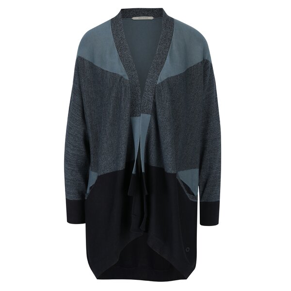 Cardigan lung negru&albastru cu buzunare Skunkfunk