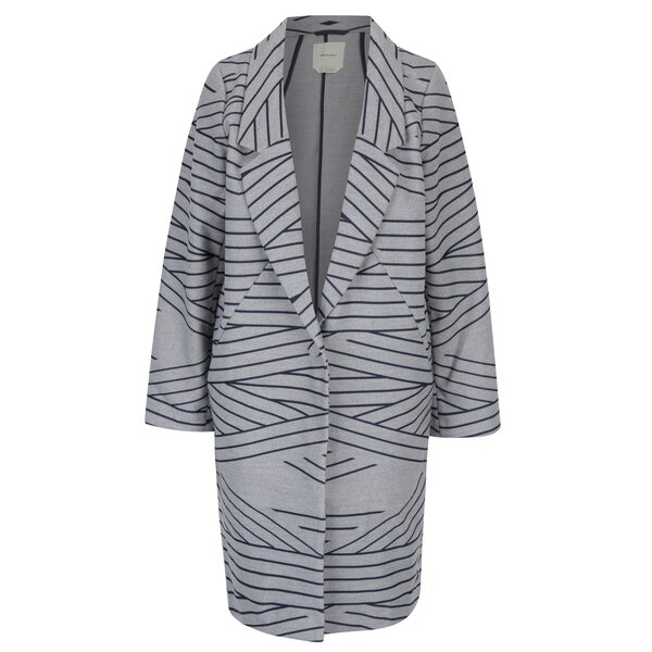 Palton gri&albastru inchis cu print geometric Skunkfunk