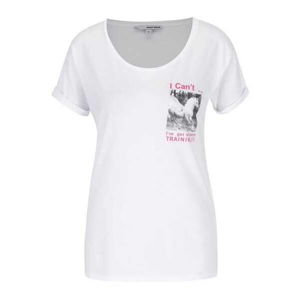 Tricou alb cu buzunar si print TALLY WEiJL