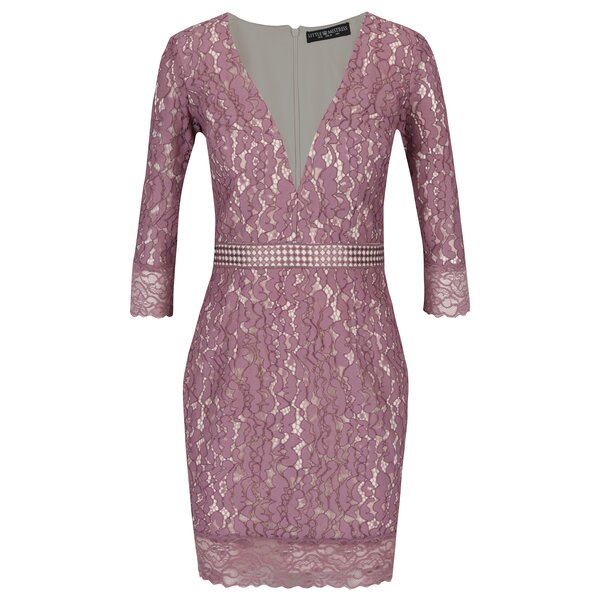 Rochie mov din dantela cu maneci 3/4 Little Mistress