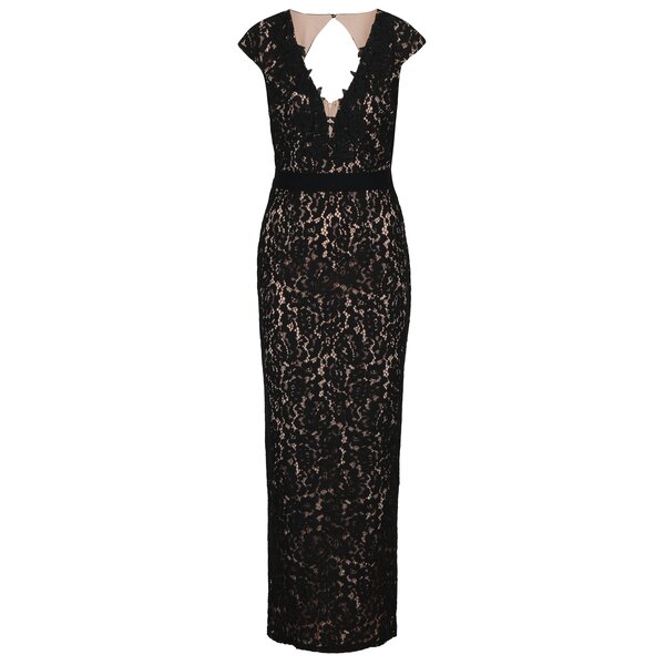 Rochie maxi neagra din dantela Little Mistress
