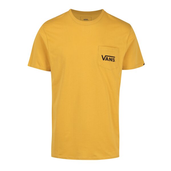 Tricou galben cu print logo si buzunar VANS Classic