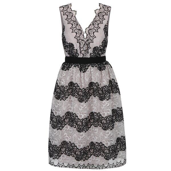 Rochie bej&negru din dantela Little Mistress