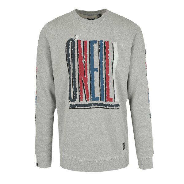 Bluza gri melanj cu print logo multicolor ONeill