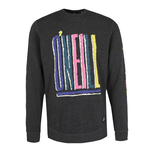 Bluza gri inchis melanj cu print logo multicolor ONeill