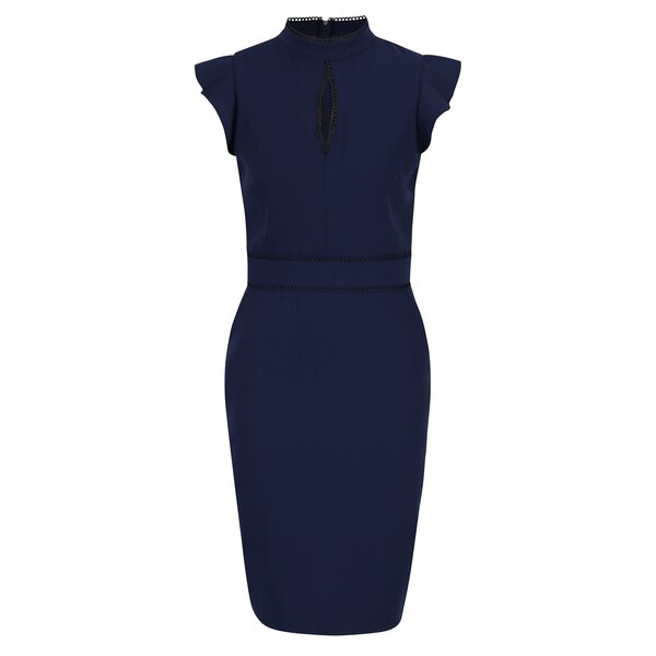 Rochie conica bleumarin cu volane pe maneci Paper Dolls