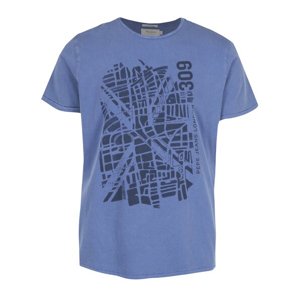 Tricou albastru&albastru inchis cu print harta Londrei Pepe Jeans GANTON