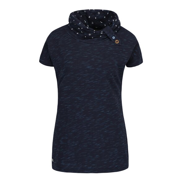Tricou bleumarin melanj cu guler inalt si print geometric Ragwear Highway