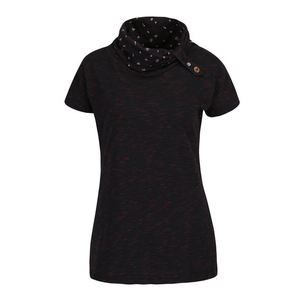 Tricou negru melanj cu guler inalt si print geometric Ragwear Highway