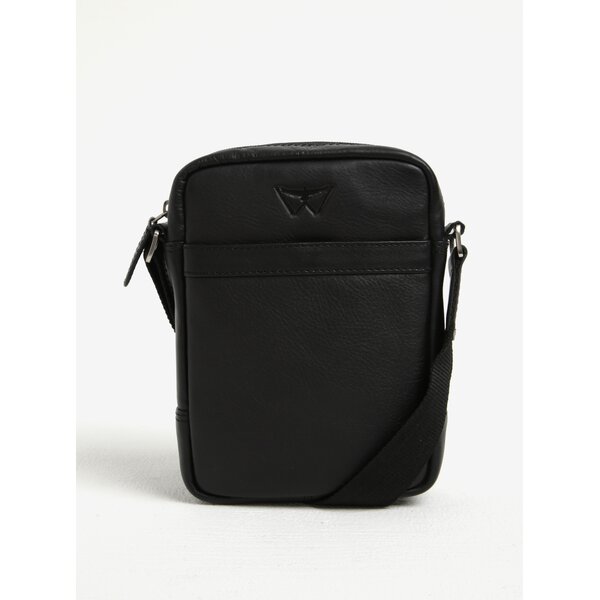 Geanta neagra corssbody din piele pentru barbati - KARA