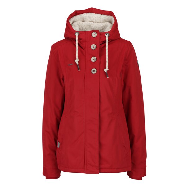 Geaca rosie cu gluga si nasturi pentru femei - Ragwear Lynx