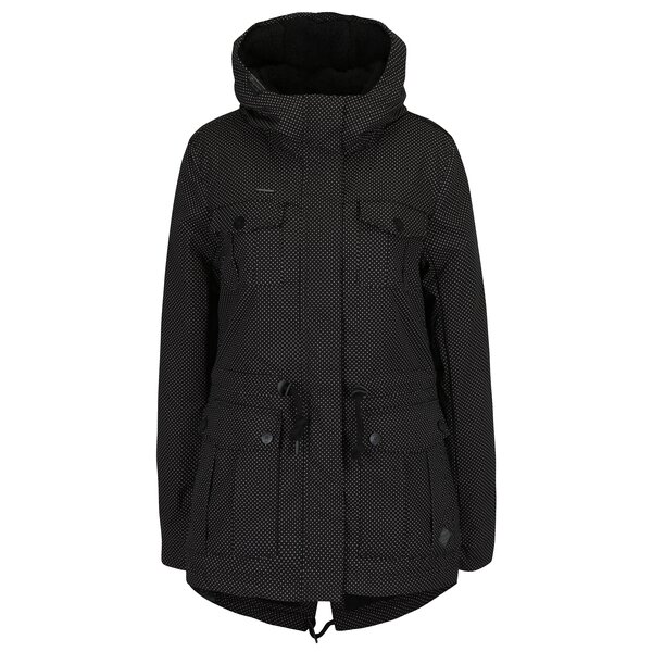 Geaca neagra parka de iarna cu print pentru femei - Ragwear Laika Minidots