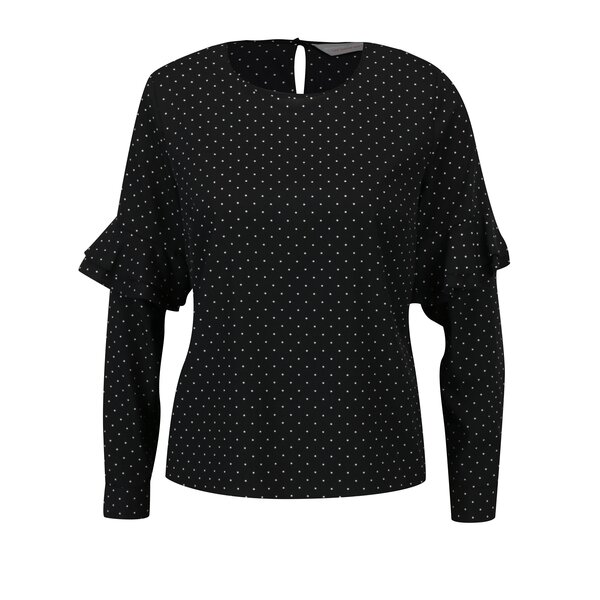 Bluza negru&alb cu buline si volane pe maneci Dorothy Perkins Petite