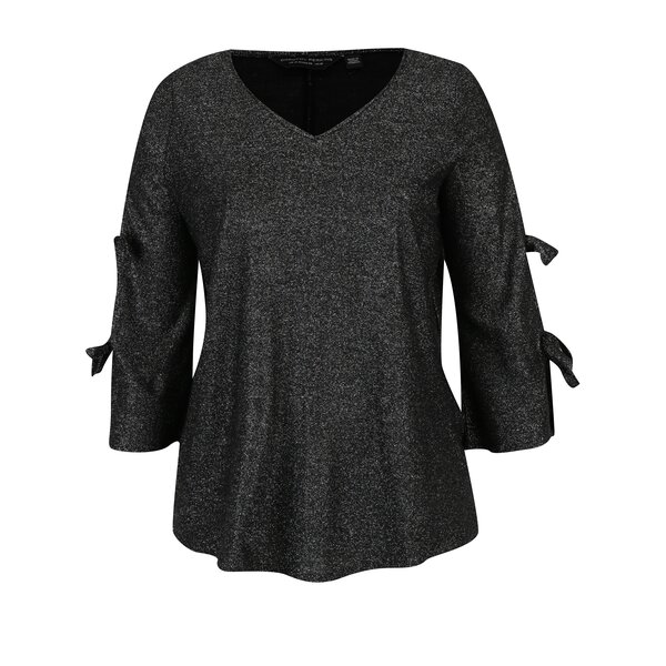 Bluza neagra cu fir argintiu si funde pe maneci Dorothy Perkins Curve
