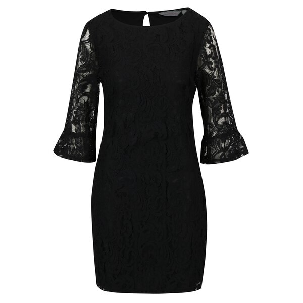 Rochie neagra din dantela cu maneci clopot Dorothy Perkins Petite