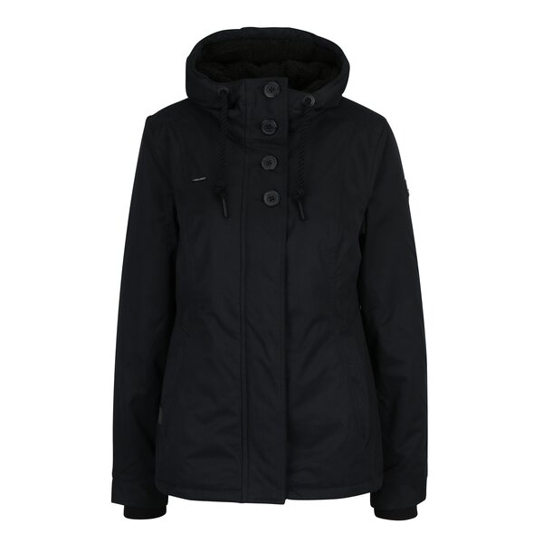 Geaca neagra cu gluga si nasturi pentru femei - Ragwear Lynx