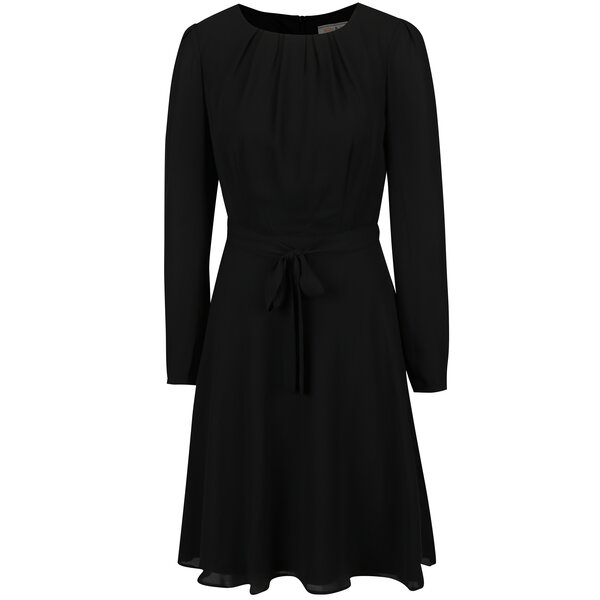 Rochie neagra clos cu pliuri si cordon in talie Billie&Blossom