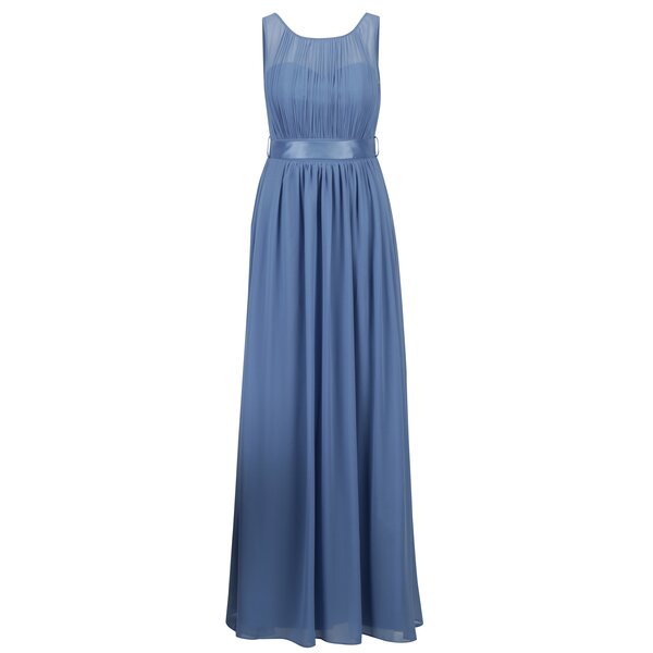 Rochie maxi albasta din voal cu funda in talie Dorothy Perkins