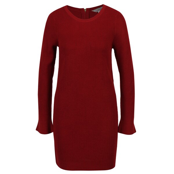 Rochie rosie tricotata cu volane la maneci Dorothy Perkins Petite