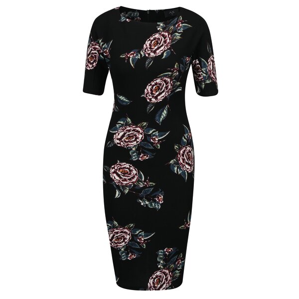 Rochie neagra cu print floral si decolteu rotund AX Paris