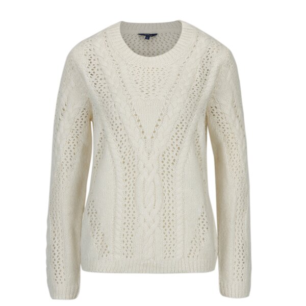 Pulover crem cu torsade si decupaje pentru femei - Pepe Jeans Ramona