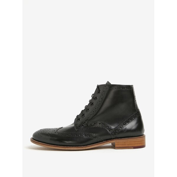 Ghete brogue negre din piele naturala pentru barbati - London Brogues Gatsby High